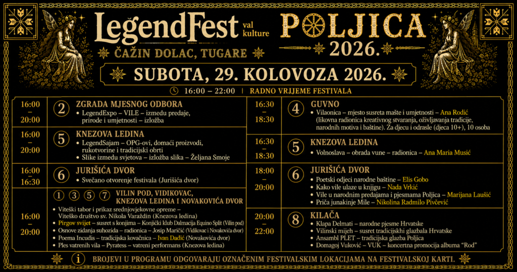 Program LegendFesta Poljica 2026 – 29. kolovoza 2026.