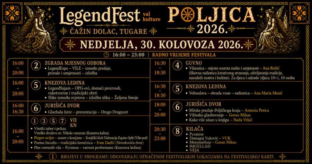 Program LegendFesta Poljica 2026 – 30. kolovoza 2026.